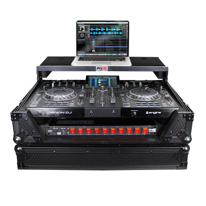 ProX XS-PRIME2 LTBL ATA Flight Case For Denon PRIME 2 DJ Controller with Laptop Shelf 1U Rack Space - Black