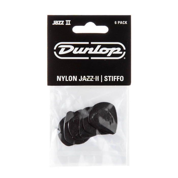 Dunlop 47P2S Stiffo Nylon Jazz II Guitar Pick - 1.18mm - Black (6-Pack)