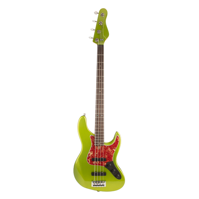 Brubaker JXB-4 Standard Bass Guitar, Green Metallic - Mint Open Box