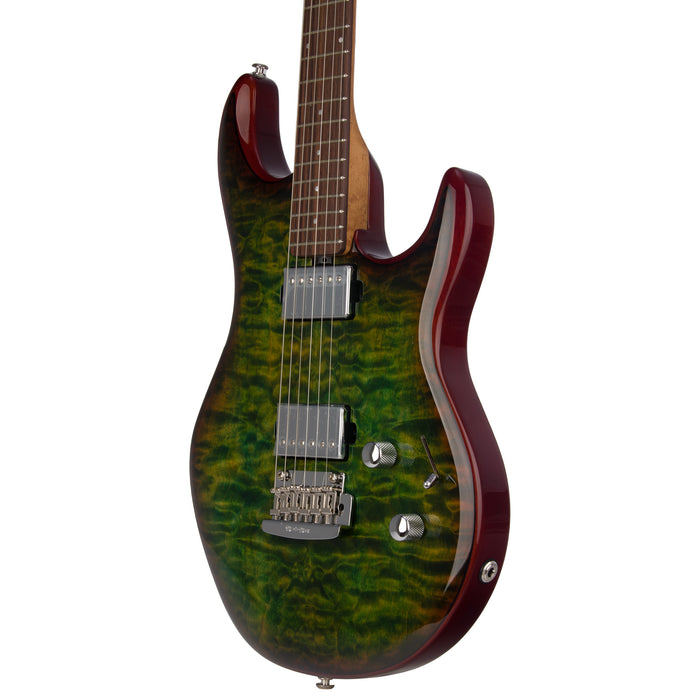 Music Man Steve Lukather Signature Luke III Electric Guitar, Lucsious Green, Quilt Maple Top - Open Box Mint