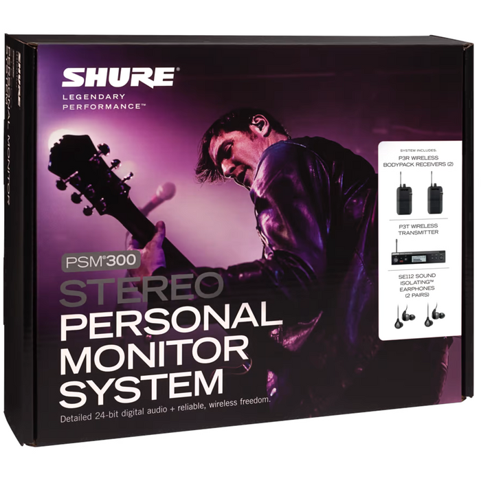 Shure PSM300 P3TR112TW Twinpack Wireless In-Ear Monitor System - J13 Band -  Mint, Open Box