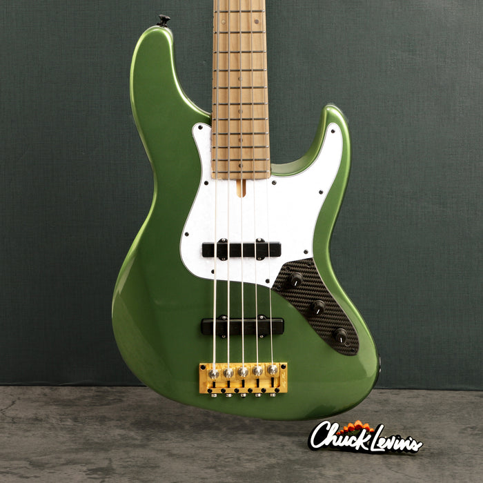 Brubaker USA JXB-5 Standard Electric Bass Guitar - Lime Gold Green Metallic - #014-21