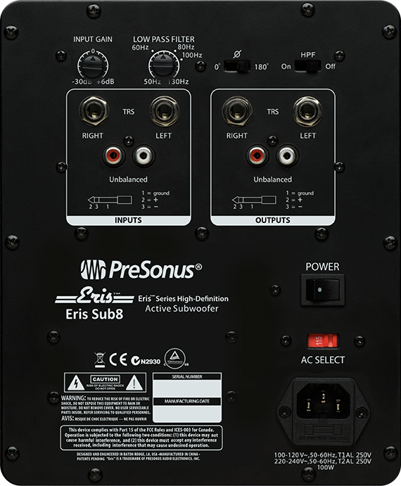 PreSonus Eris Sub8 8" Compact Studio Subwoofer