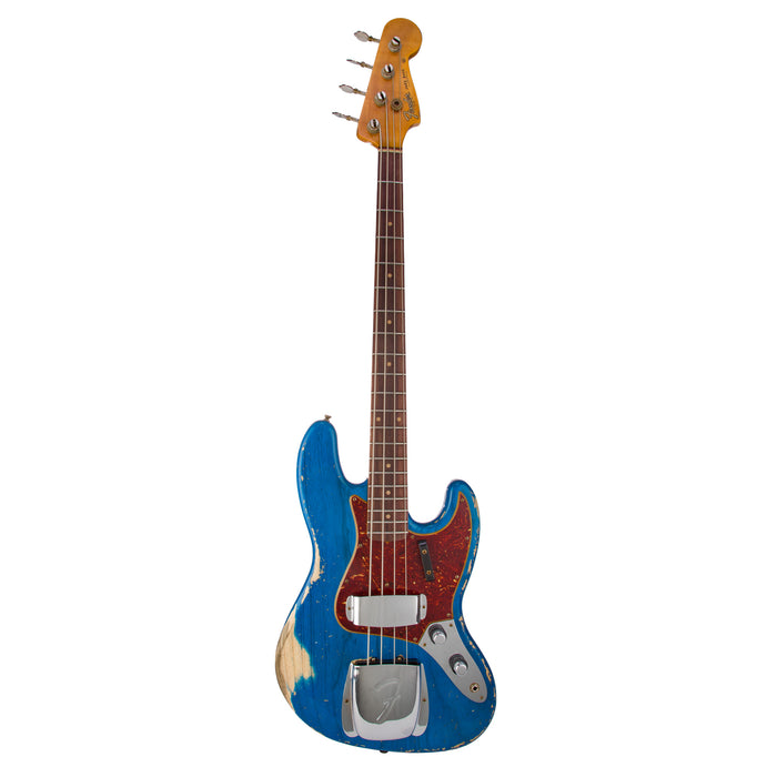 Fender Custom Shop 1961 Jazz Bass, Ash Heavy Relic - Sapphire Blue Transparent - CHUCKSCLUSIVE - #R118315 - Display Model