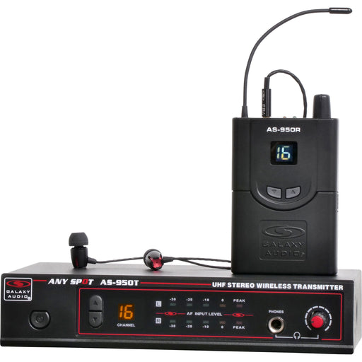 Galaxy Audio AS-950 16 Channel Stereo Wireless Personal In-Ear Monitor System - New