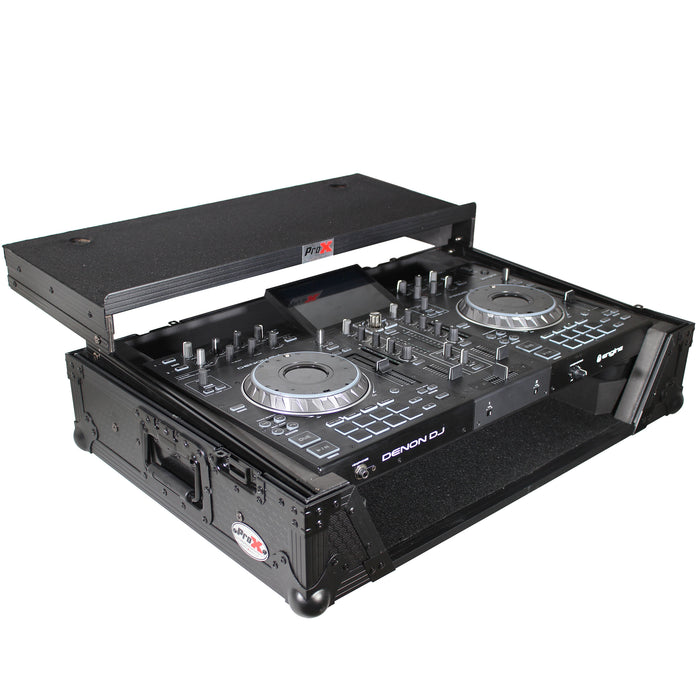 ProX XS-PRIME2 LTBL ATA Flight Case For Denon PRIME 2 DJ Controller with Laptop Shelf 1U Rack Space - Black