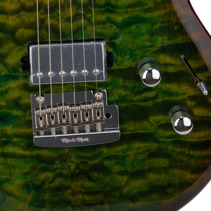 Music Man Steve Lukather Signature Luke III Electric Guitar, Lucsious Green, Quilt Maple Top - Open Box Mint