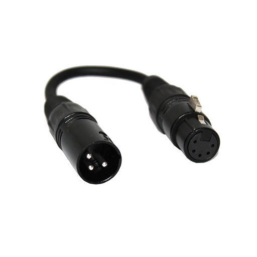 ProX XC-DMX3M5F 6" Male XLR-3 to Female XLR-5 DMX Cable Adapter