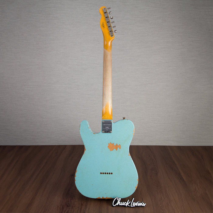 Fender Custom Shop Limited Edition '61 Telecaster Relic Electric Guitar - Aged Daphne Blue Sparkle - #CZ567663 - Display Model