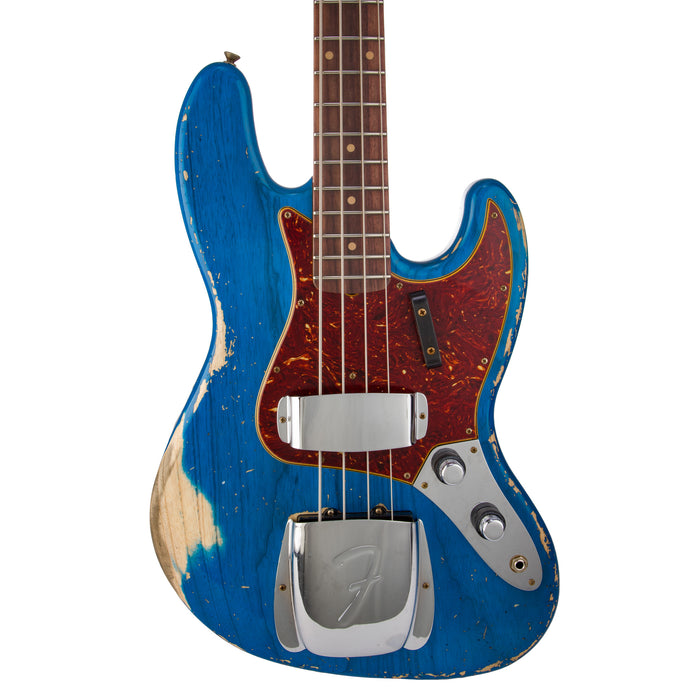 Fender Custom Shop 1961 Jazz Bass, Ash Heavy Relic - Sapphire Blue Transparent - CHUCKSCLUSIVE - #R118315 - Display Model