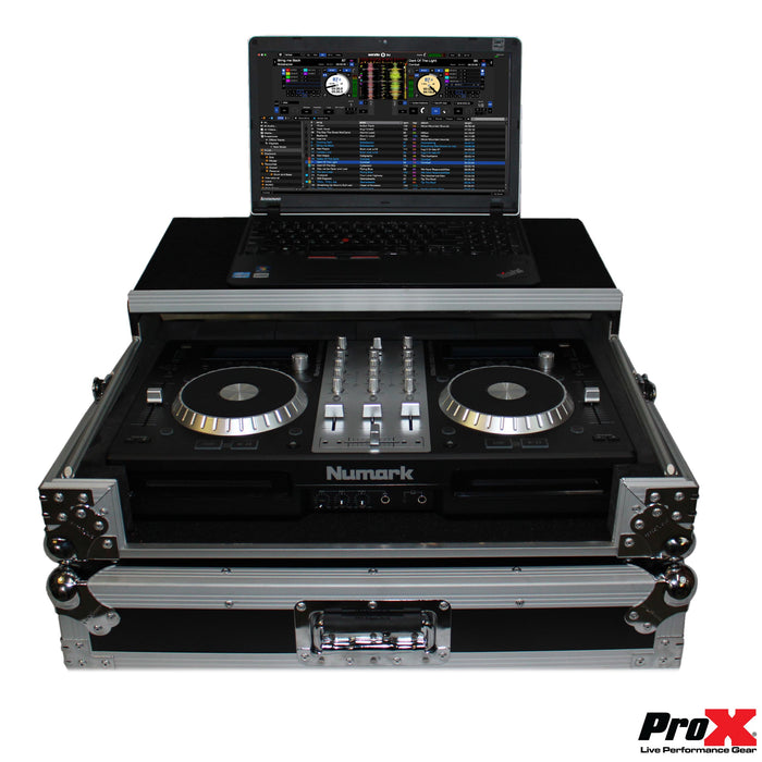 ProX XS-MIXDECKEX LTBL Flight Case For Numark MixDeck Express Controller with Laptop Shelf