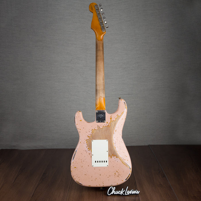 Fender Custom Shop '59 Stratocaster Super Heavy Relic Electric Guitar - Aged Shell Pink Over Chocolate 3-Tone Sunburst - New