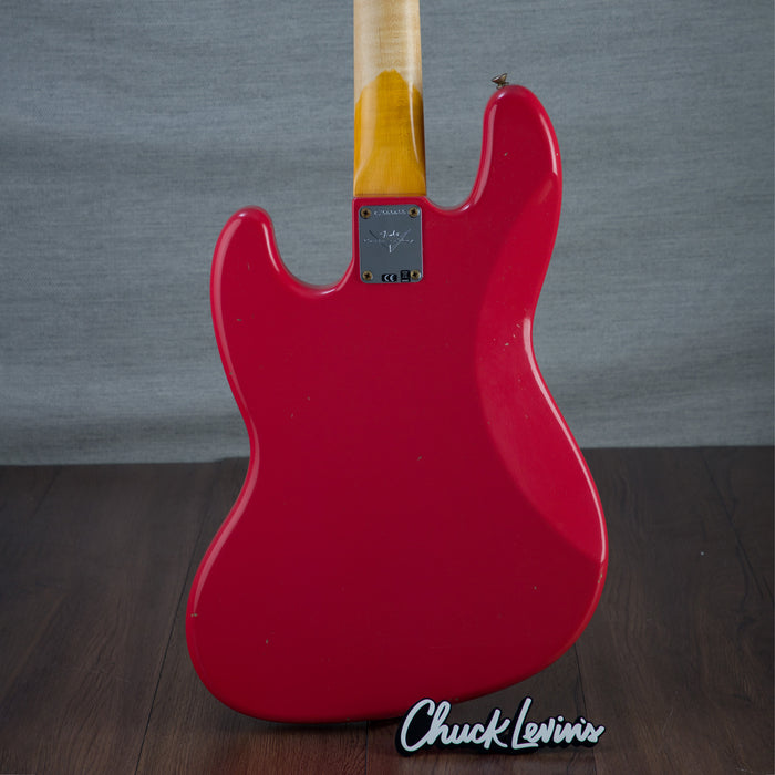 Fender Custom Shop 1963 Jazz Bass Journeyman Relic Electric Bass - Aged Fiesta Red - #CZ565655