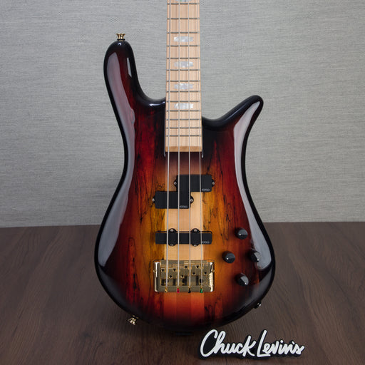 Spector Euro4LT Spalted Maple Bass Guitar - Fire Red Burst - CHUCKSCLUSIVE - #]C121SN 21136