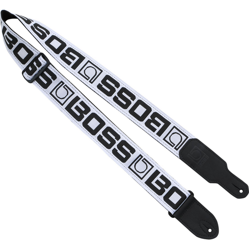 BOSS BSM-20-WB Monogram Guitar Strap - White & Black