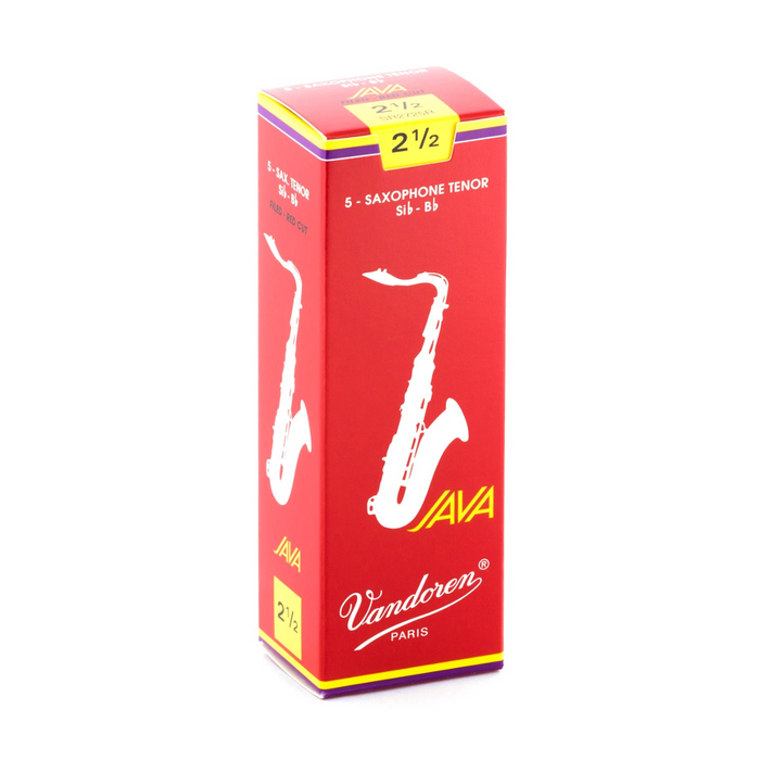 Vandoren SR27R Java Red Cut Filed Tenor Sax Reed 5-Pack - New,2.5