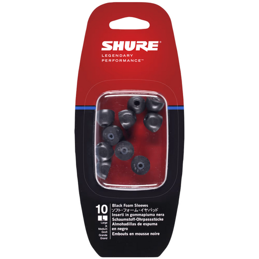 Shure EABKF1-10L 5-Pair Black Foam Sleeves - Large