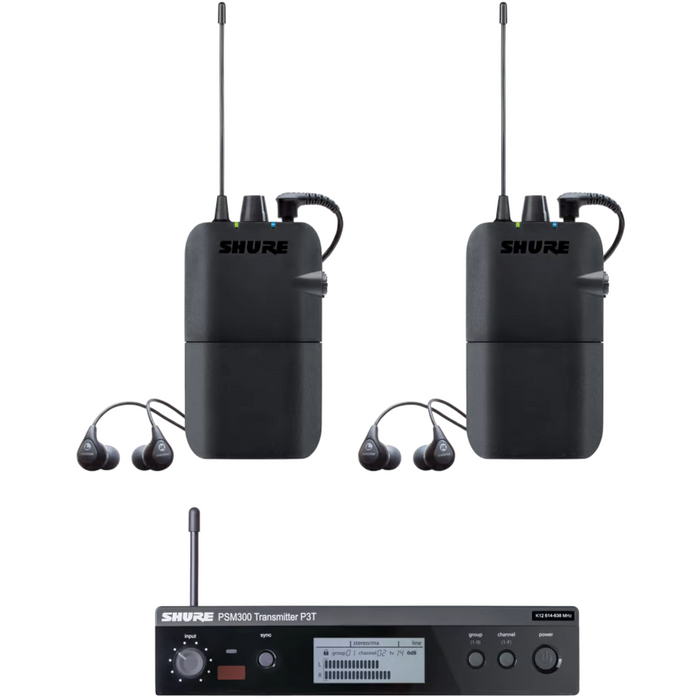 Shure PSM300 P3TR112TW Twinpack Wireless In-Ear Monitor System - J13 Band -  Mint, Open Box