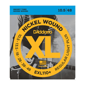 D'addario EXL110+ Nickel Wound Electric Guitar Strings, Regular Light Plus, 10.5-48