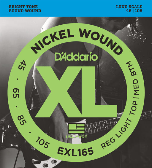 D'Addario EXL165 Nickel Wound Bass Guitar Strings, Custom Light, 45-105, Long Scale