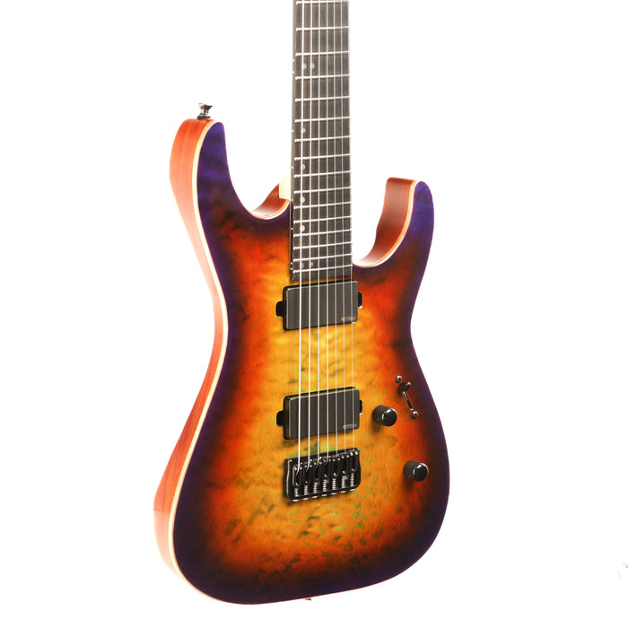 ESP USA M-7 HT Baritone 7-String Quilt Maple Top Electric Guitar - Lynch Burst - #US22274