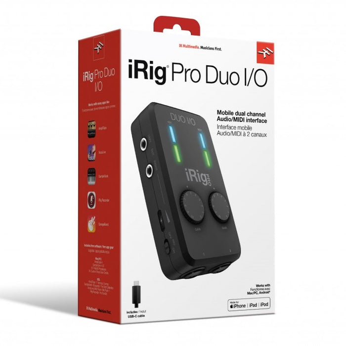 IK Multimedia iRig Pro Duo I/O - Mobile 2-Channel Audio/MIDI Interface - New