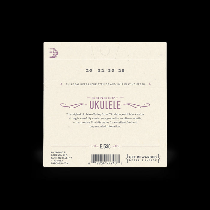 D'Addario EJ53C Concert Ukulele Black Nylon Strings