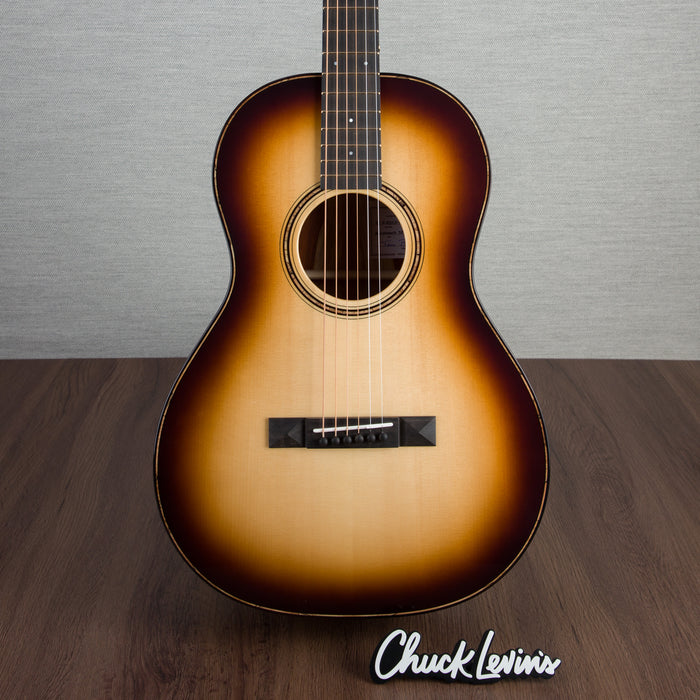 Bedell Revolution Parlor Size Guitar - Cocobolo and AD Spruce - Amber Burst - CHUCKSCLUSIVE - #1222002