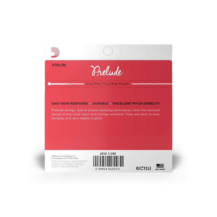 D'Addario Prelude Violin String Set - 1/2 Scale Medium Tension J810