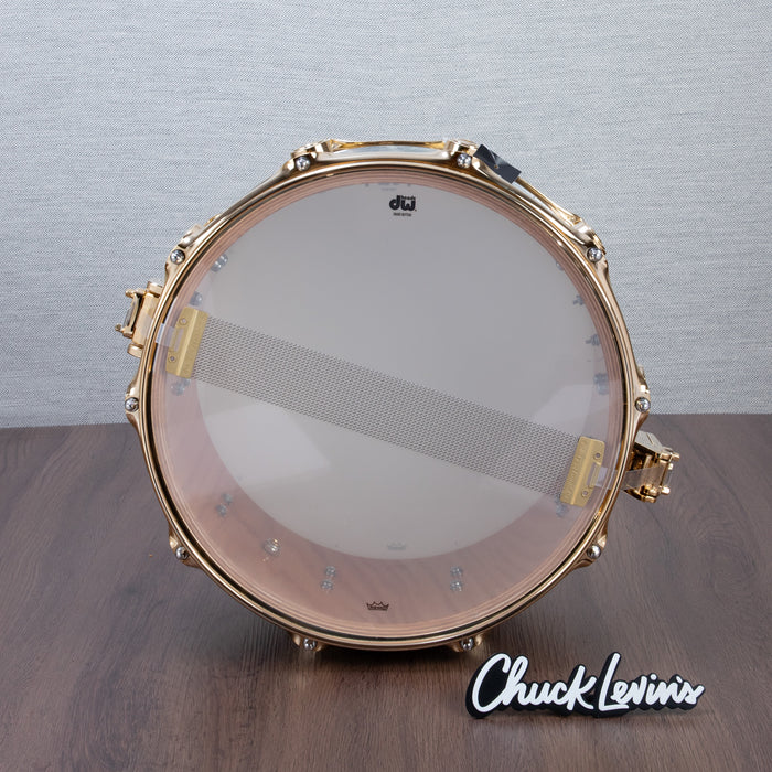 DW 6.5 x 14-Inch Collector's Series Pure Oak Snare Drum - Smoke Glass Contrail with Gold Hardware