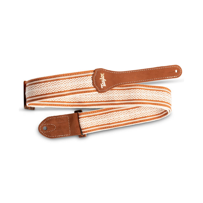 Taylor 2-Inch Academy Jacquard Leather Guitar Strap - White/Brown