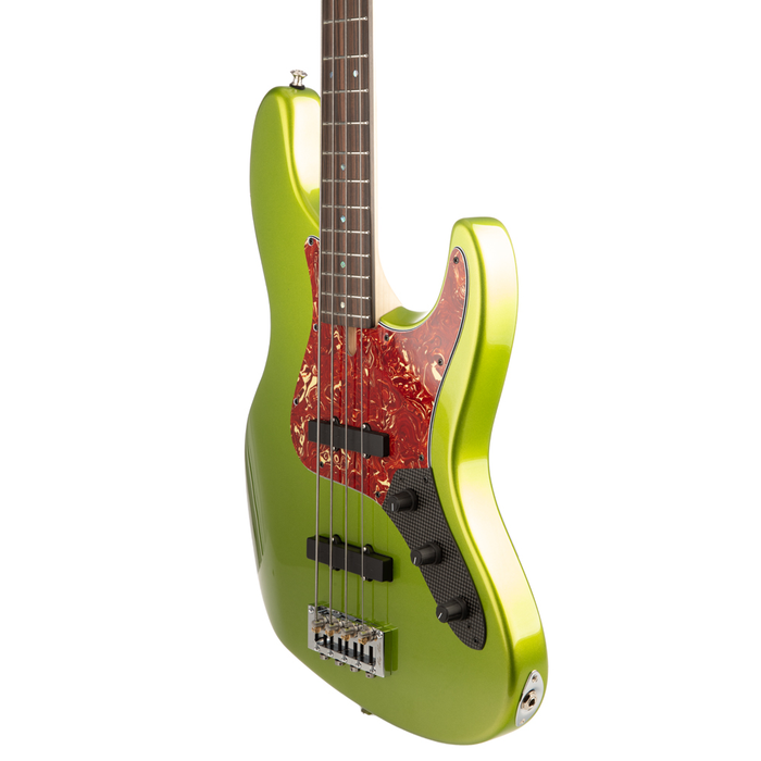 Brubaker JXB-4 Standard Bass Guitar, Green Metallic - Mint Open Box