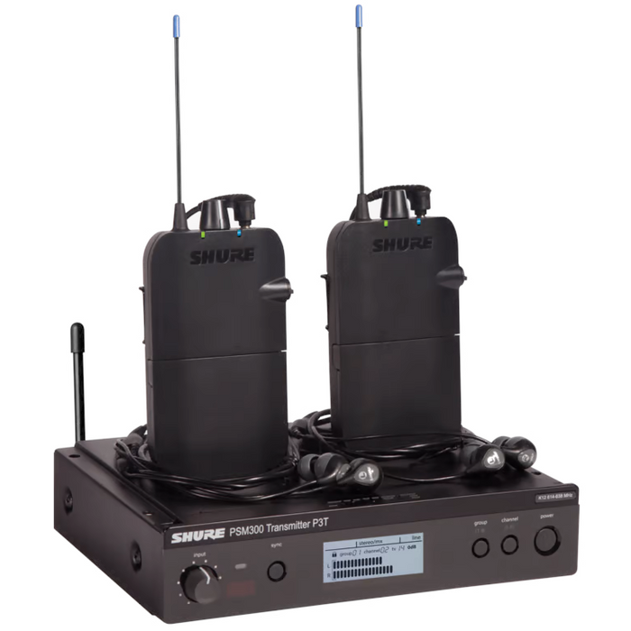 Shure PSM300 P3TR112TW Twinpack Wireless In-Ear Monitor System - H20 Band -  Mint, Open Box