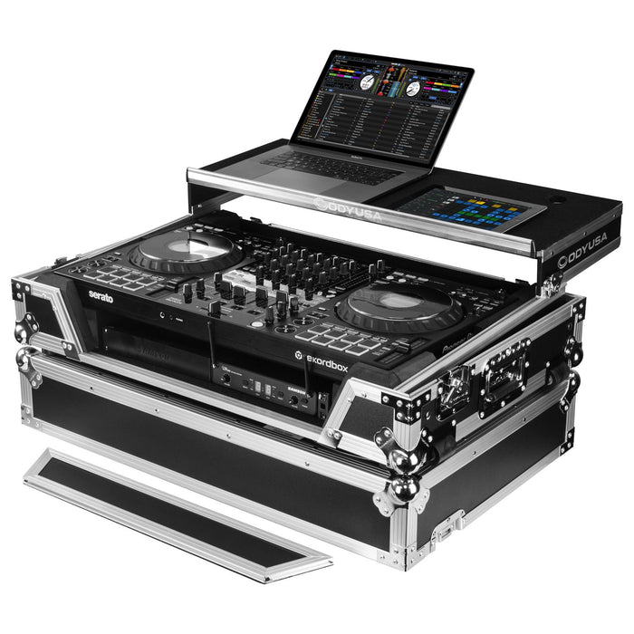 Odyssey FZGSFLX10W1M Pioneer DJ DDJ-FLX10 1U Flight Case with Glide Style Laptop Platform and Wheels