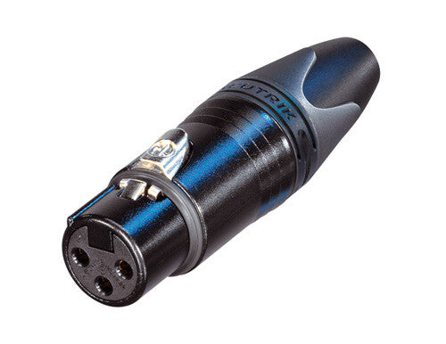 Neutrik NC3FXX-BAG 3 Pole Female Cable Connector with Black Metal Housing and Silver Contacts