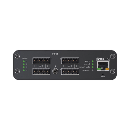 Shure Microflex Advance 4-Channel Dante Mic/Line Audio Network Interface Unit - Block Inputs