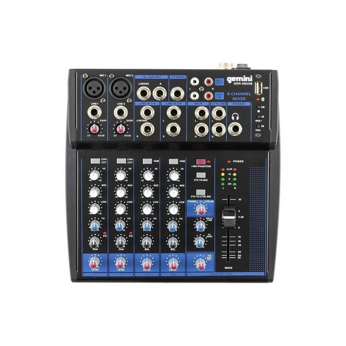 Gemini GEM-08USB 8 Channel Bluetooth Mixer With USB