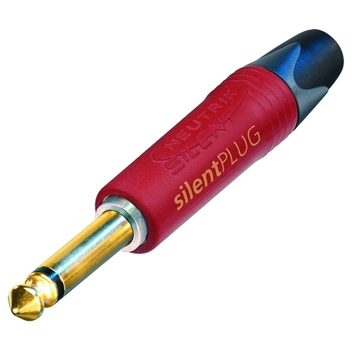 Neutrik NP2X-AU-SILENT 1/4" Mono silentPLUG Reed Switch - Red Rubber Overlay/Gold