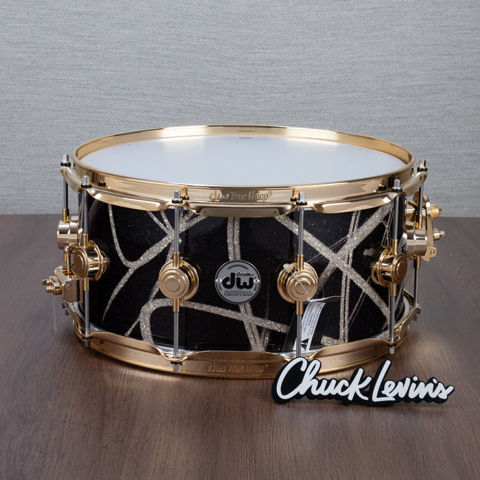 DW 6.5 x 14-Inch Collector's Series Pure Oak Snare Drum - Smoke Glass Contrail with Gold Hardware