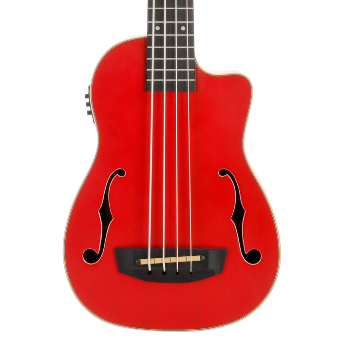 Kala UBASS-JYMN-RD-FS Journeyman Acoustic Electric U-Bass W/ F Holes - Matte Red