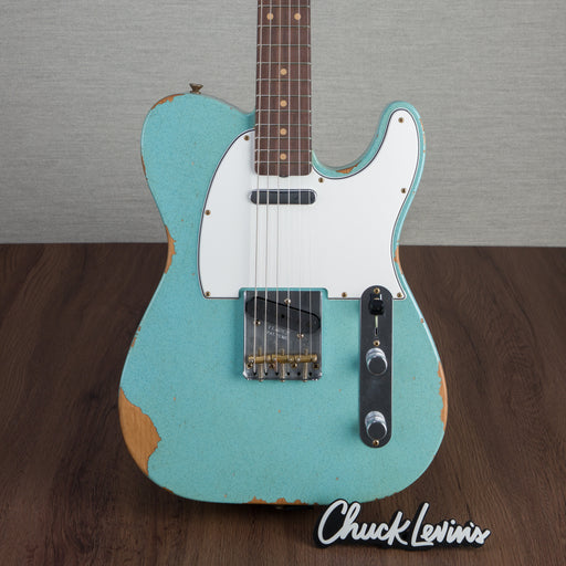 Fender Custom Shop Limited Edition '61 Telecaster Relic Electric Guitar - Aged Daphne Blue Sparkle - #CZ567663 - Display Model