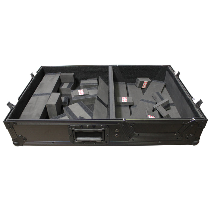 ProX XS-TMC1012WBL Flight Case for Single Turntable Battle Style for 10-12 Inch Mixer | Black on Black