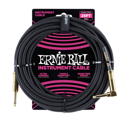 Ernie Ball 25 foot Braided Instrument Cable - Straight to Angled