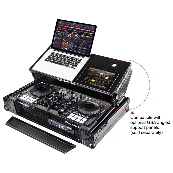 Odyssey FZPIXDJRR Low Profile XDJ-RR Flight Case with Bottom 1U Rack Space Flight Case and Glide Platform