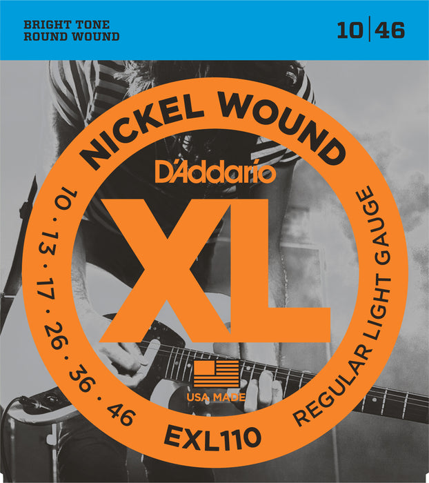 D'Addario EXL110 Nickel Wound Electric Guitar Strings, Regular Light, 10-46 - New,Single Set