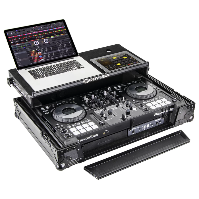 Odyssey FZPIXDJRR Low Profile XDJ-RR Flight Case with Bottom 1U Rack Space Flight Case and Glide Platform